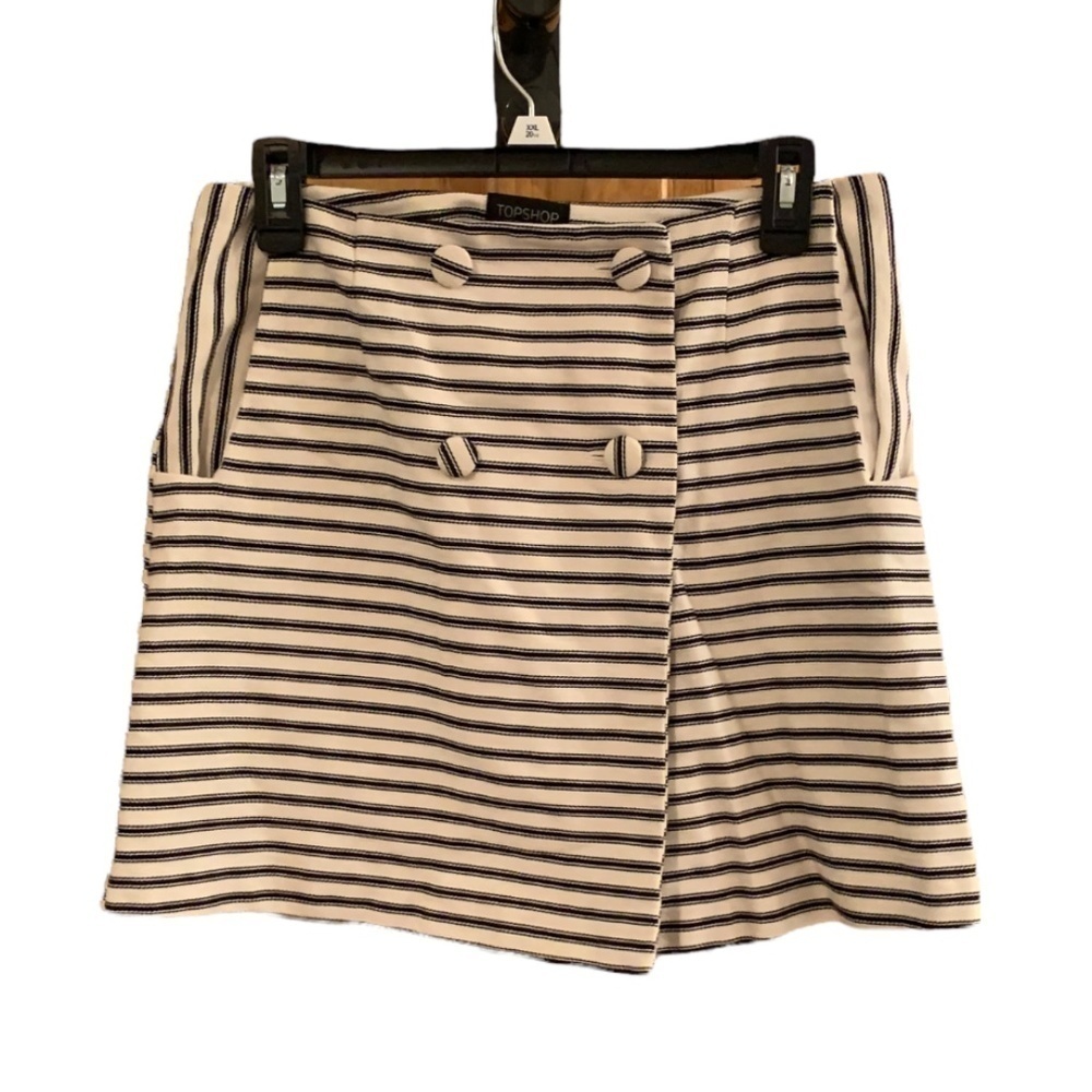 Topshop Striped Faux Wrap Mini Skirt size 8